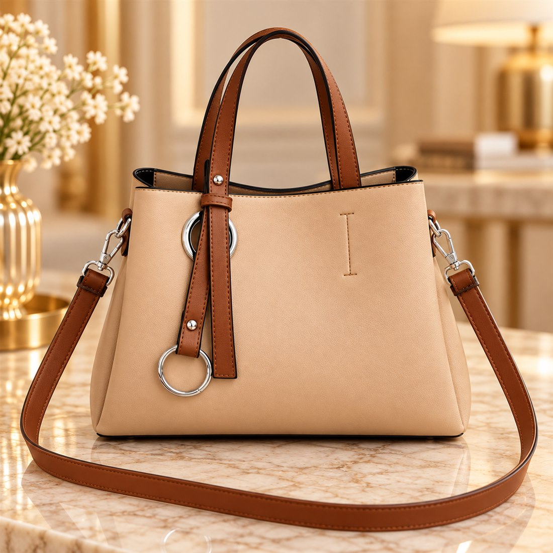 Arena, beige con asas café, vista 1 de 3